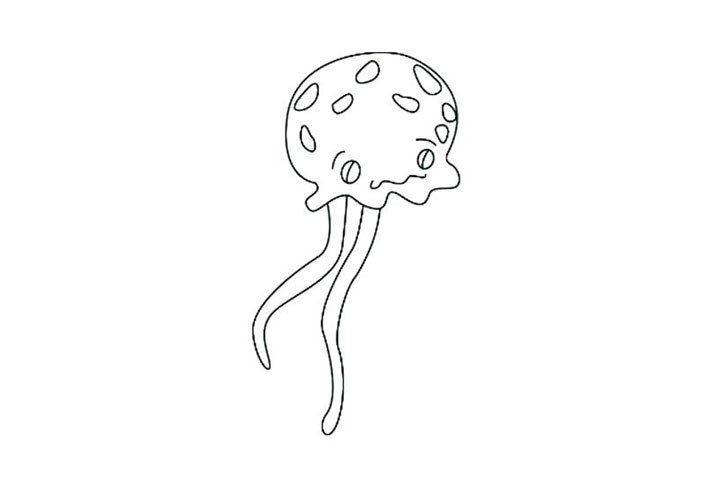 步骤4：画出两只水母触角。