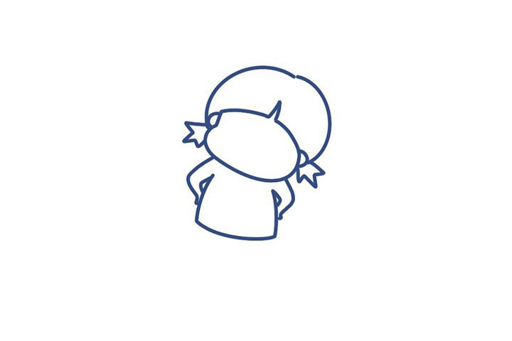 步骤4：然后接着画她背着的两只小胳膊。