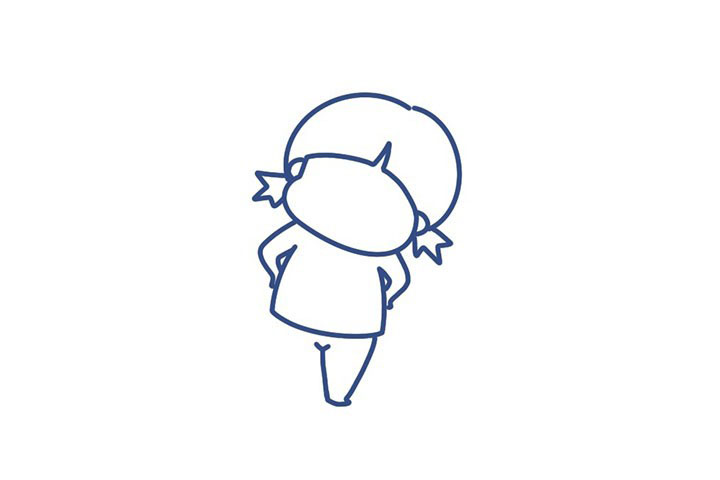 步骤5：往下画出一条腿。