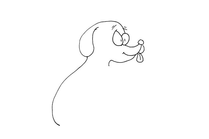 步骤8：接下来我们开始画小狗的身体， 先画出它的背。