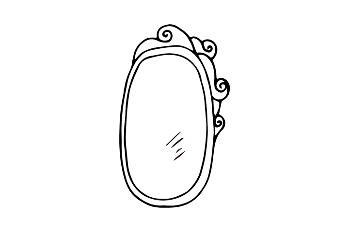 化妆镜简笔画图片-图1