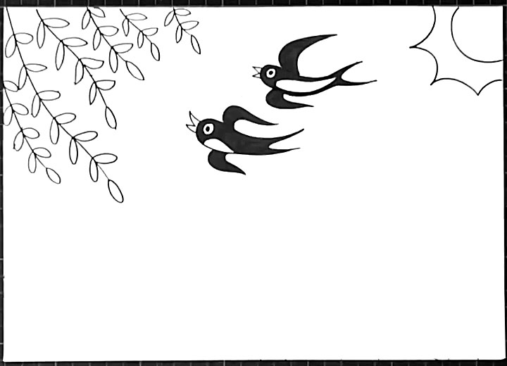 步骤2：左边画出一些柳条。