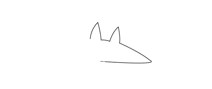 步骤1：小朋友先画大灰狼的轮廓，尖尖的耳朵尖尖的嘴巴，哇，看着就害怕。