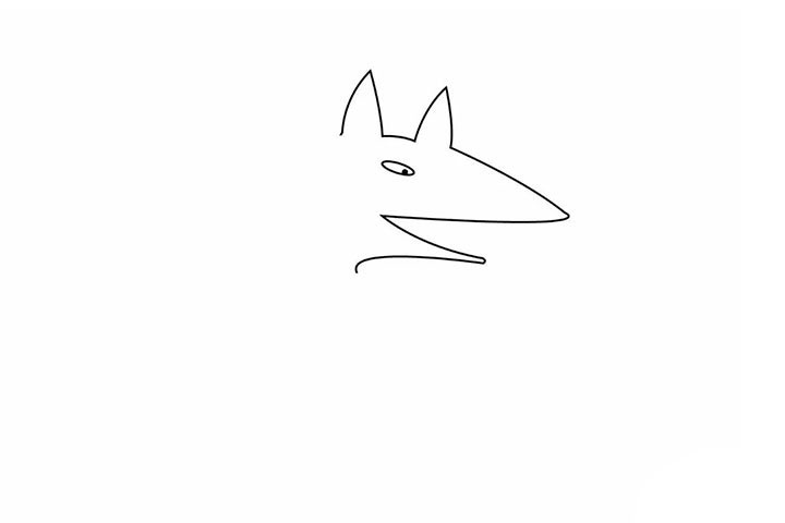 步骤2：嘿嘿嘿，大灰狼阴森的笑了笑~把它的眼睛补充好哦。