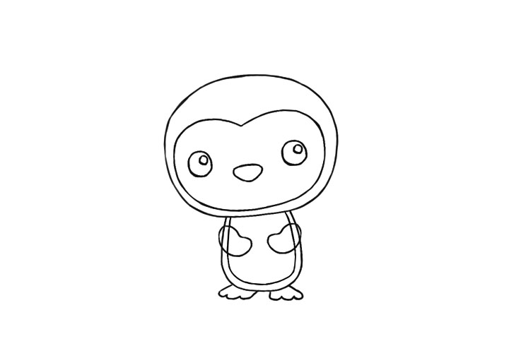 步骤6：接着画出他的脚。