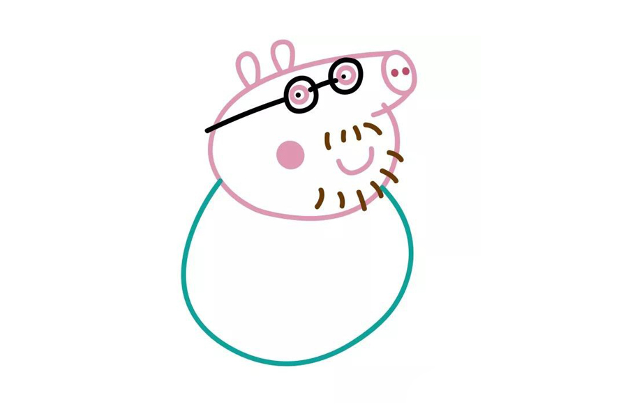 步骤8：画猪爸爸大大的身子~