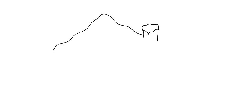 步骤3：一个不规则的倒三角形是烟囱上的积雪。