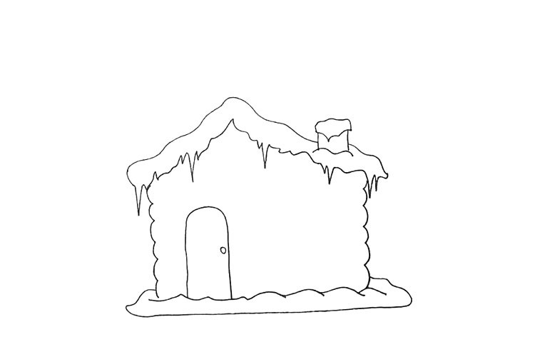 步骤7：然后画出它拱形的门和圆形的锁。