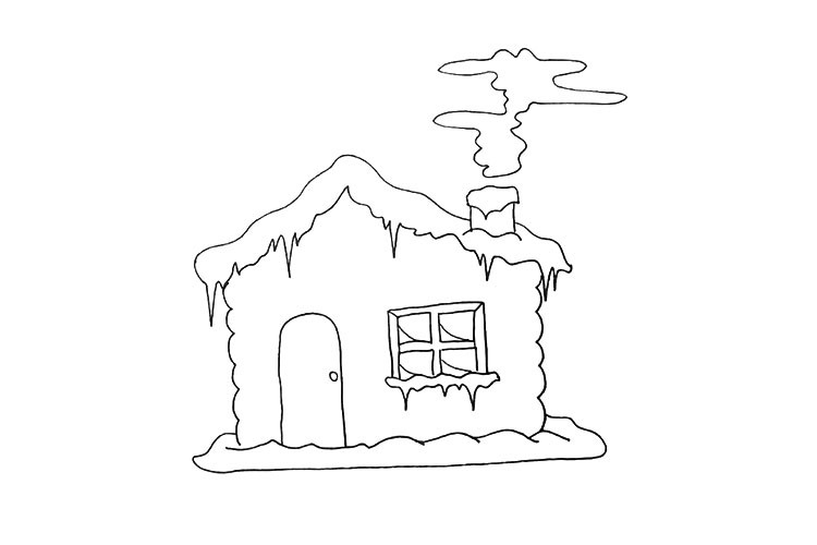 步骤12：用不规则的曲线画出烟囱上的烟雾。