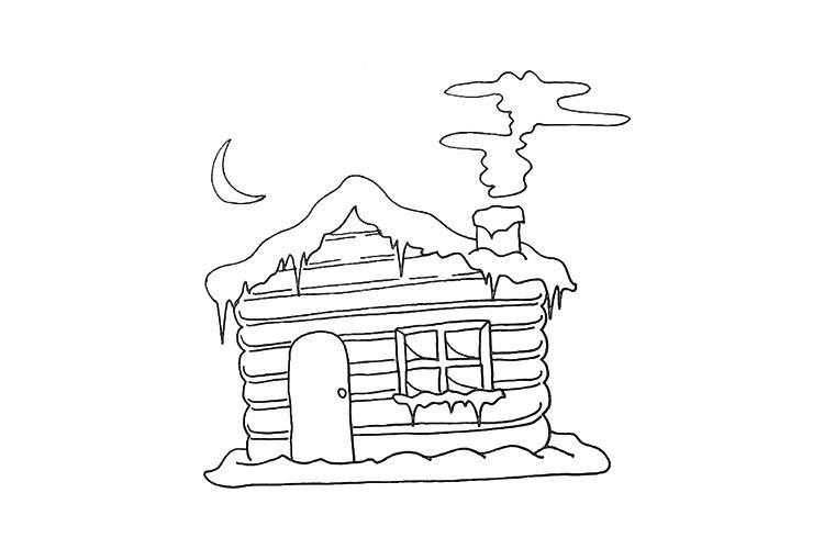 步骤14：然后用线条画出雪屋上面的纹理。