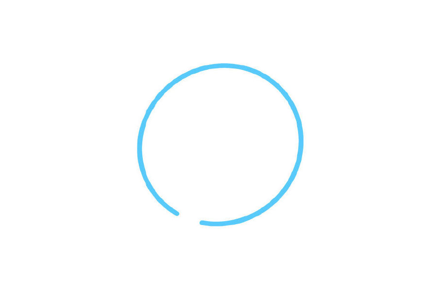 步骤1：画圆形，留出一个缺口。