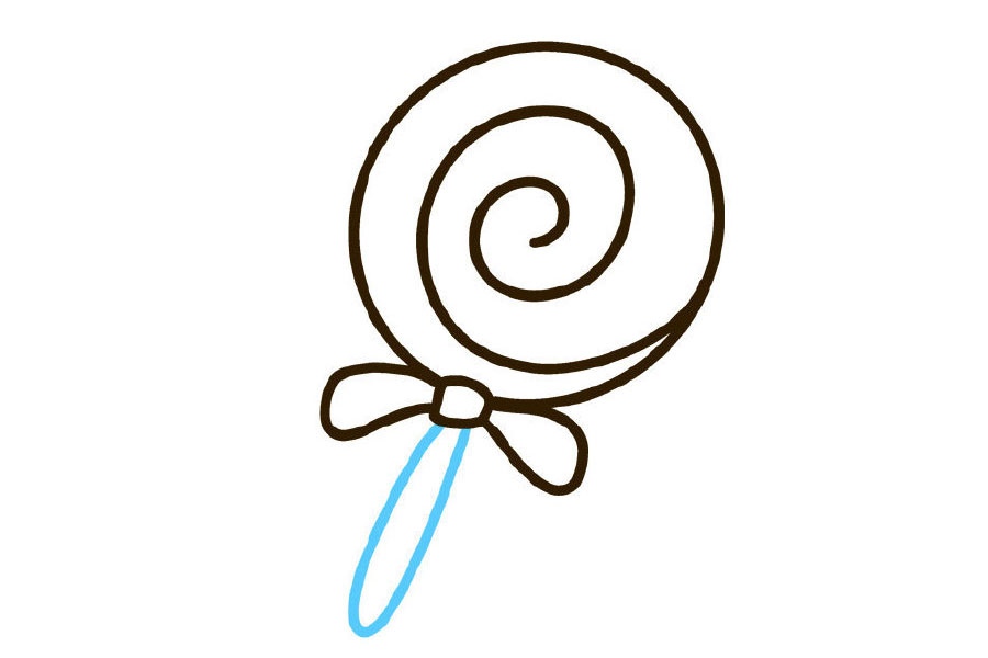 步骤4：画上糖果的小棒棒。