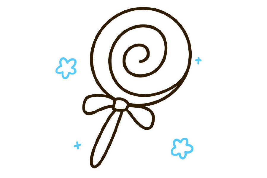 步骤5：画上一些星星装饰物品。