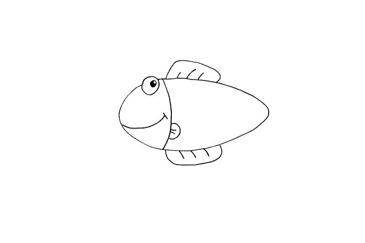 步骤6：以及身体上的鱼鳍.注意形状和位置。