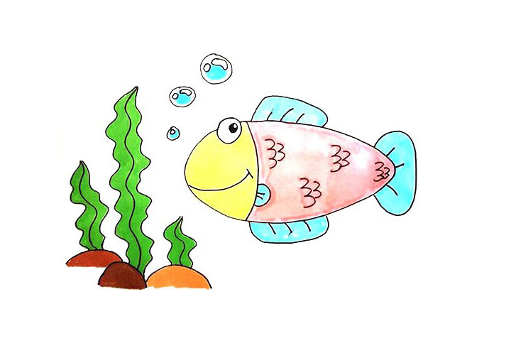 海底小鱼简笔画教程