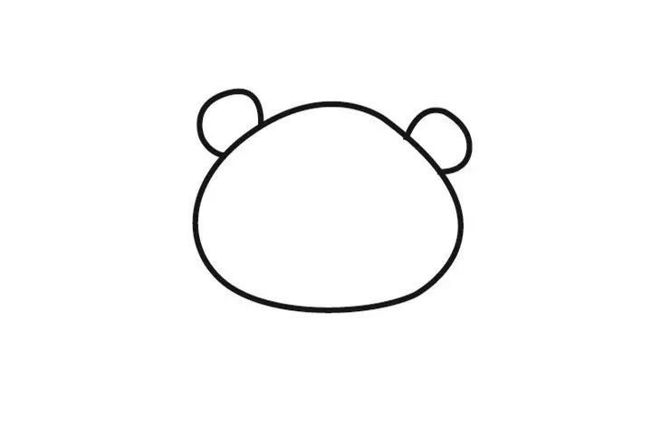 步骤2：在再形状上画上两只小耳朵。