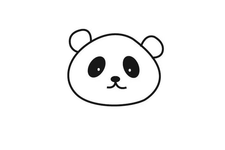 步骤3：将熊猫的眼睛鼻子嘴巴也都画上哦~