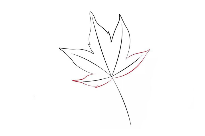 步骤5：在画上第三层叶子。