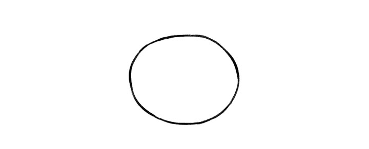 步骤1：首先画出圆圆的脑袋。