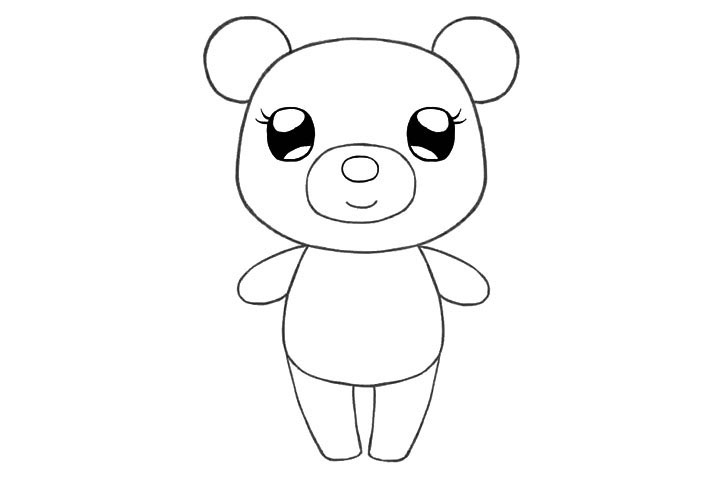 步骤6：画出小熊的手和脚。