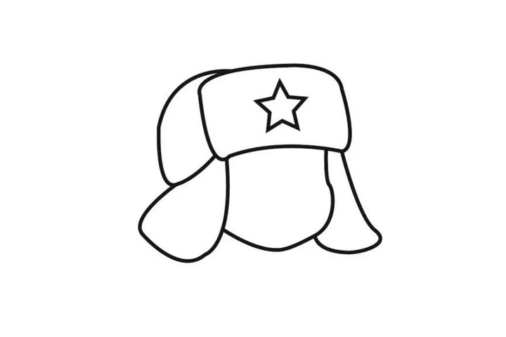 步骤3：先画脸的轮廓再画另一边帽耳。