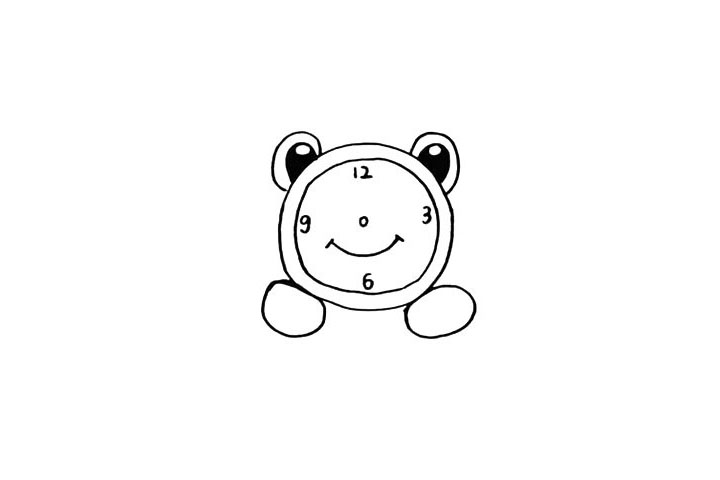 步骤8：给闹钟画上一张大大的嘴巴。