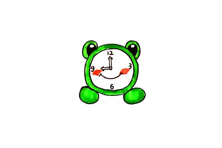 青蛙闹钟简笔画教程