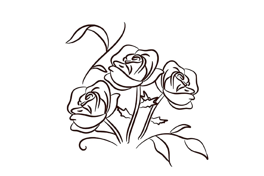 步骤8：在旁边画些枝叶做装饰。