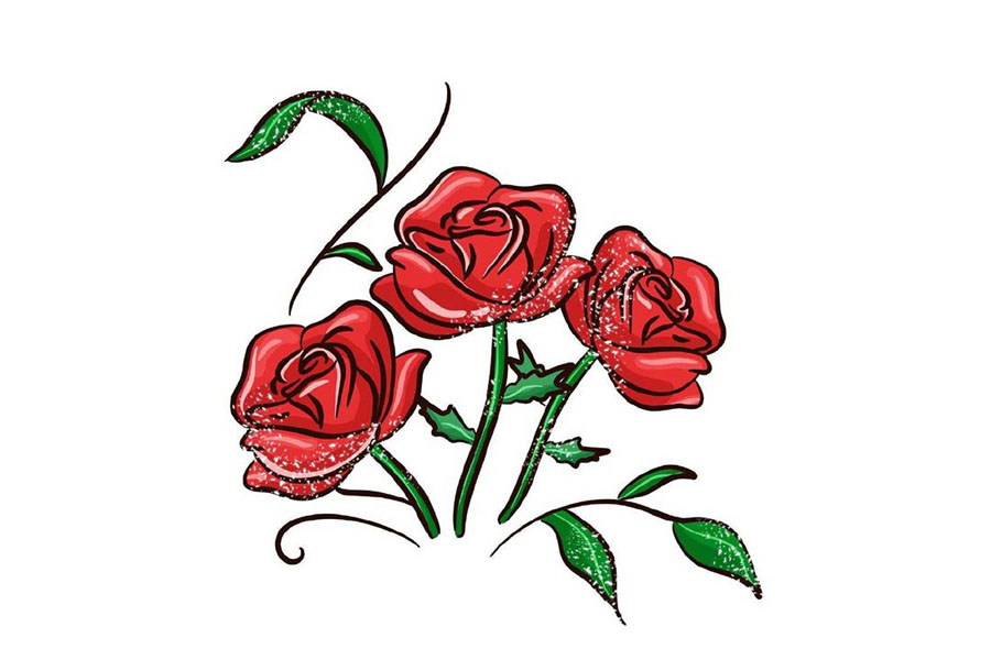 玫瑰花简笔画画法步骤