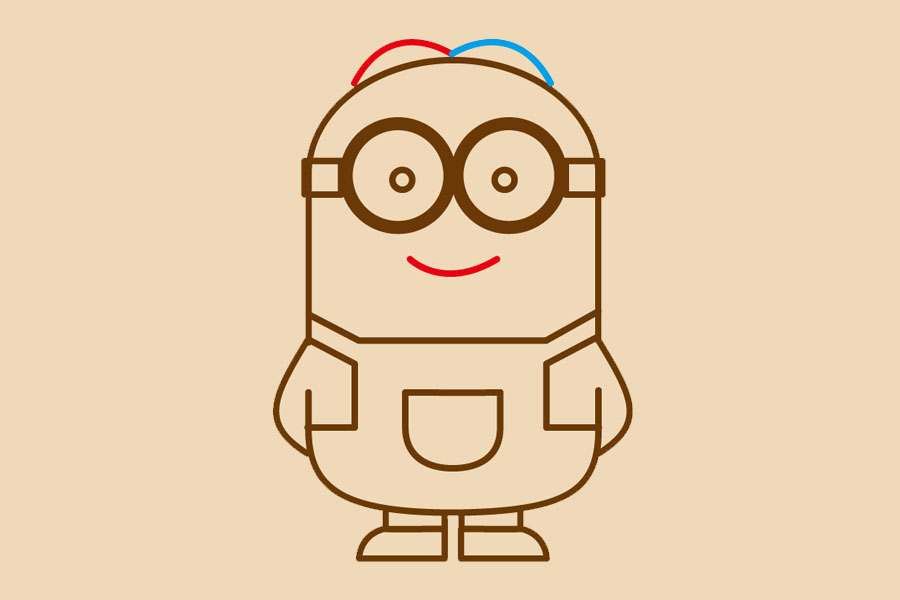 步骤7：小黄人简笔画步骤7