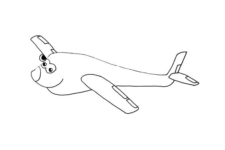 步骤6：画出飞机的尾部和尾翼.仔细观察位置。