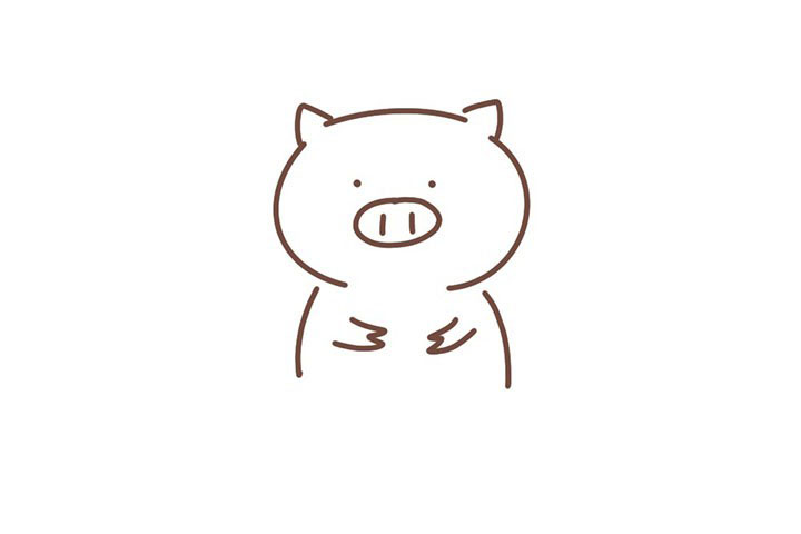 步骤5：画小猪的双手。