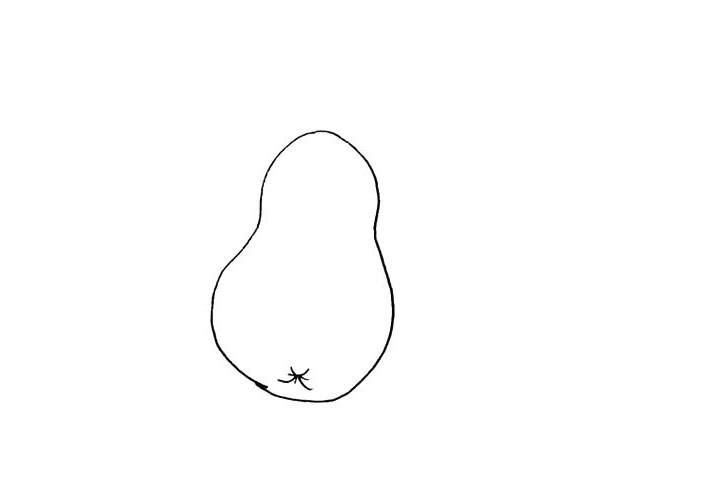步骤3：在果实的底端用小线条描绘出果实底端的纹理。