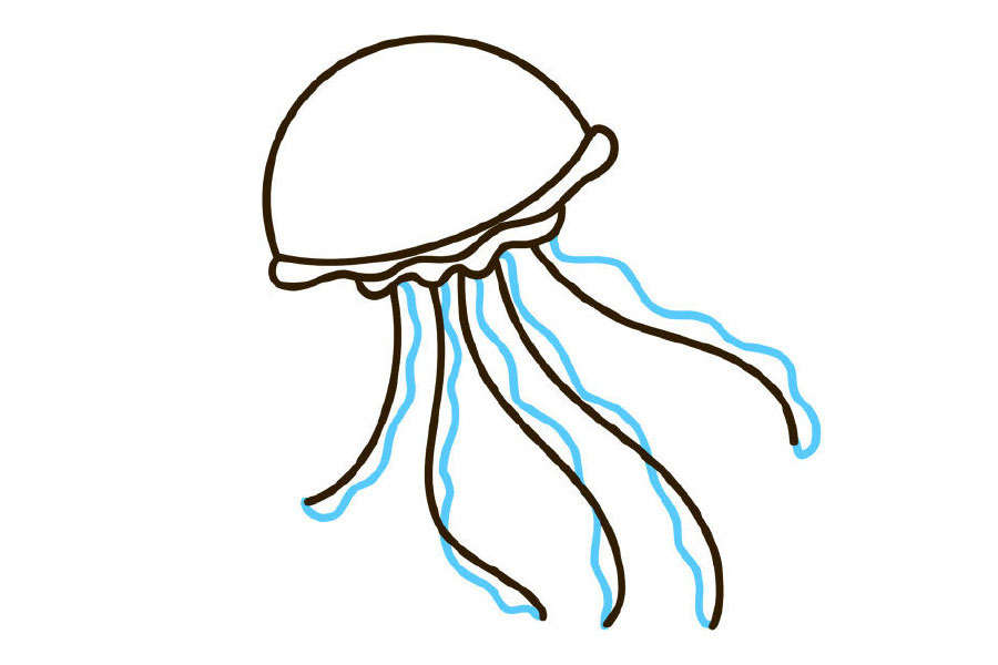 步骤5：画上波浪线。