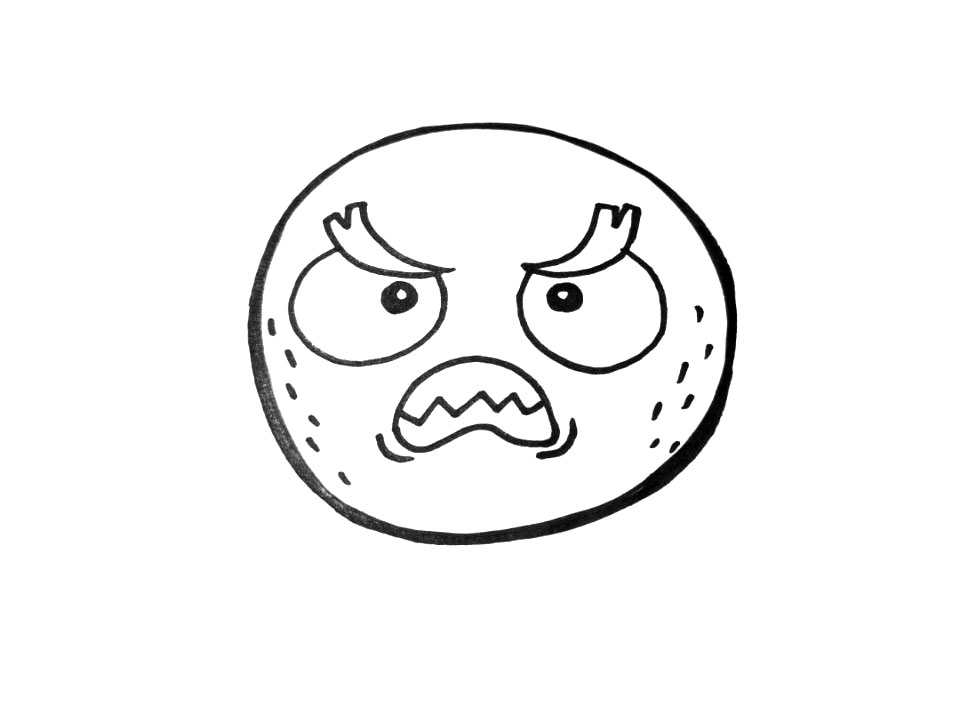 步骤2：然后画病毒凶狠的五官表情。