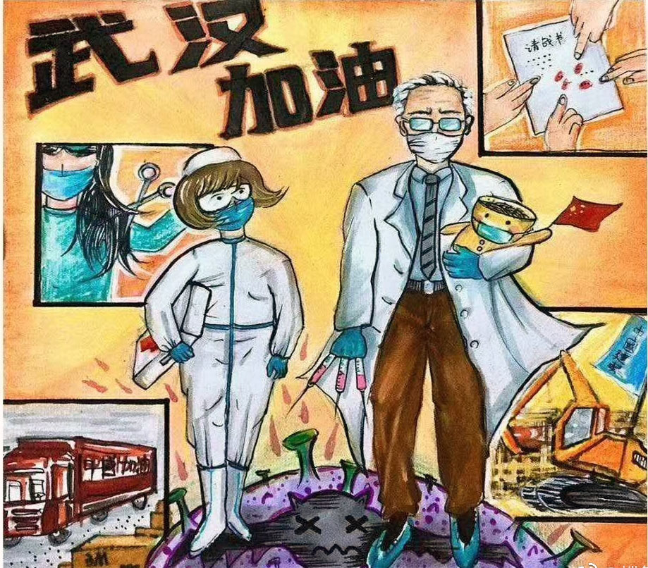 全民抗疫简笔画图片-图2