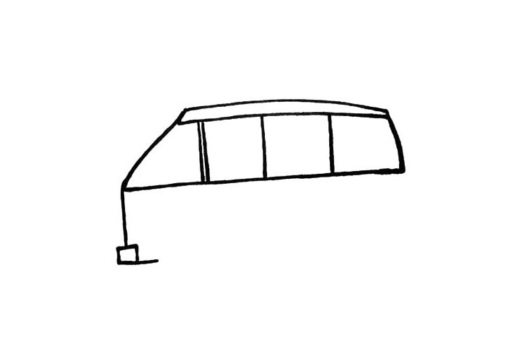 步骤4：接着把车头的位置和车灯给画出来。