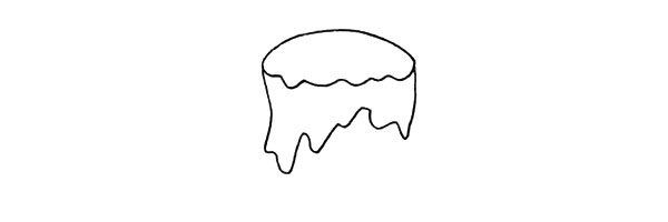 步骤3：在顶部的下方用不规则的波浪线画出向下流的蜡油。