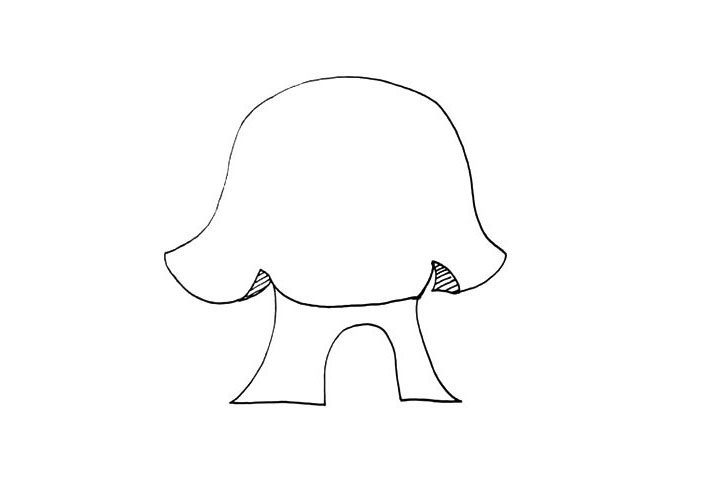 步骤5：在屋檐的缺口处.画上里面的纹理。