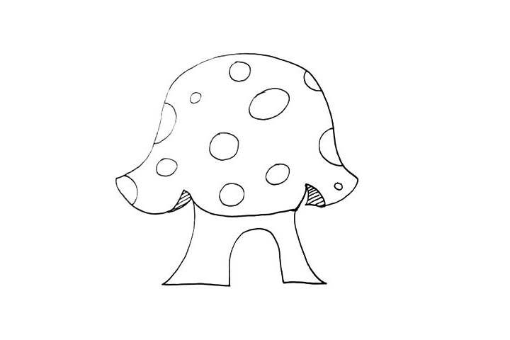 步骤6：再用大小不同的圆圈.把屋顶装饰一下。