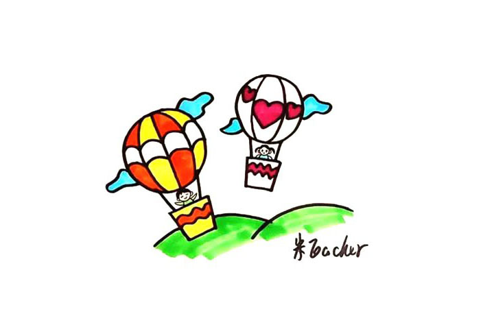 热气球简笔画画法详解