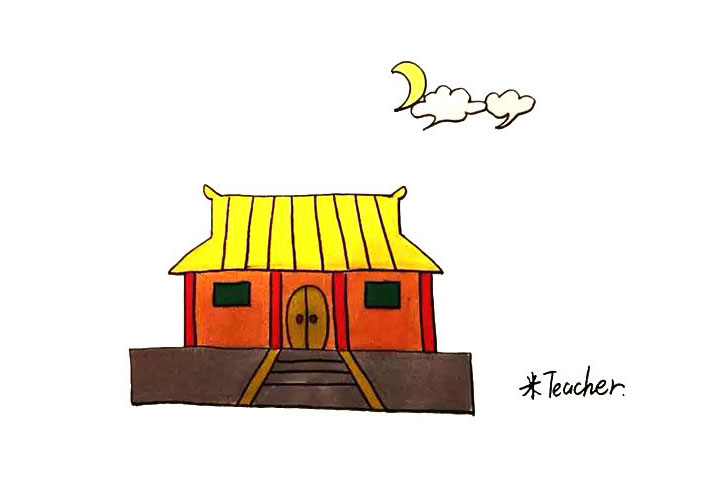 寺庙简笔画画法步骤