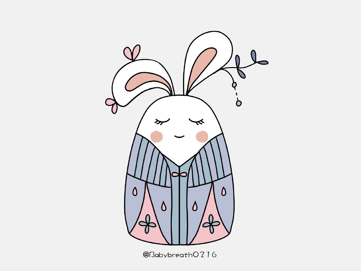 一组古风兔子简笔画图片-图5