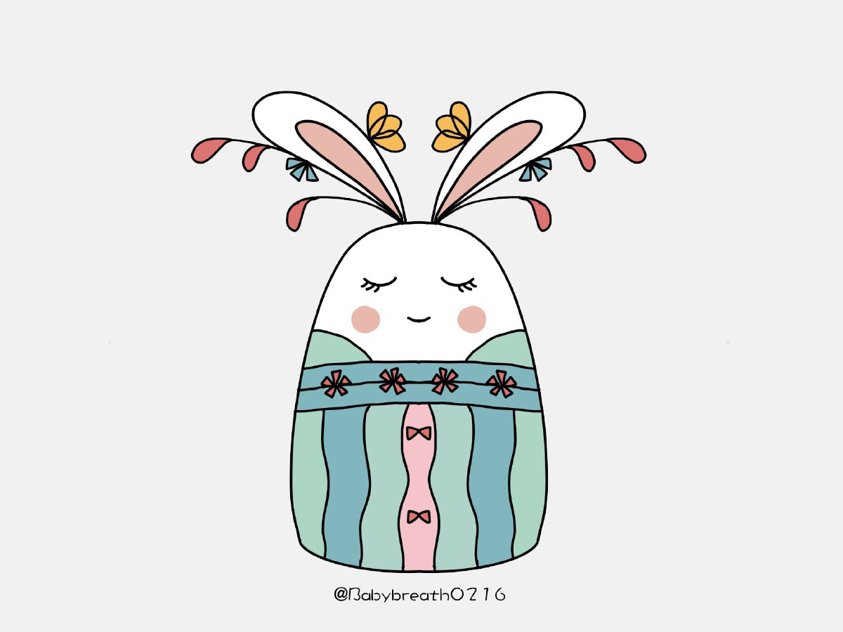 一组古风兔子简笔画图片-图9