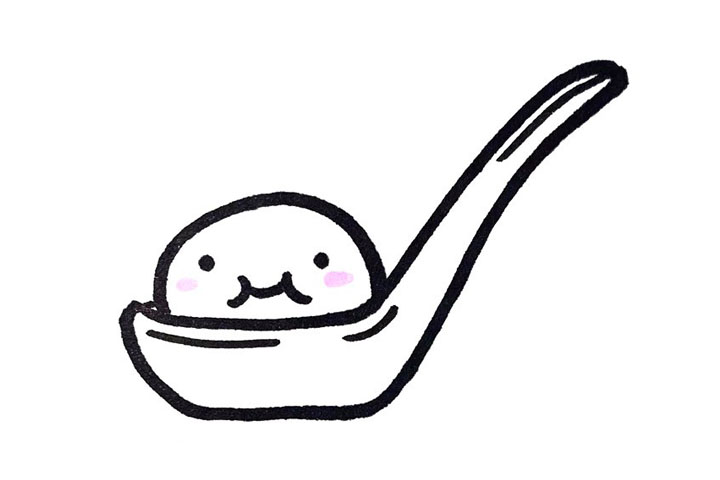 步骤3：给汤圆画上可爱的表情。