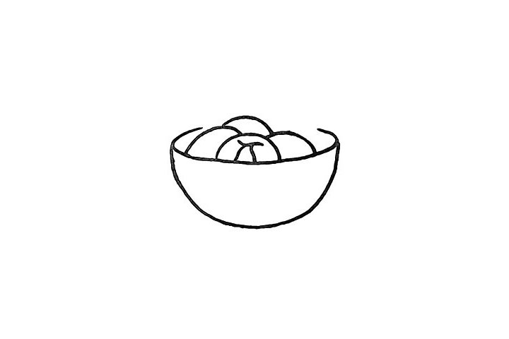 步骤3：在碗里画出圆圆的汤圆。