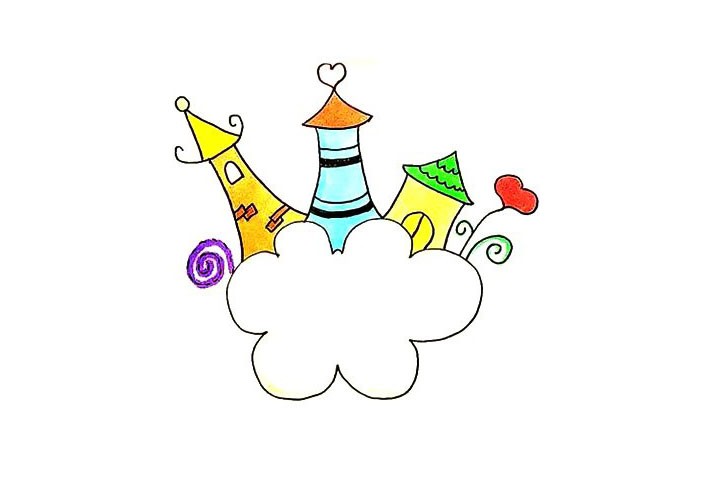 天空之城简笔画画法步骤