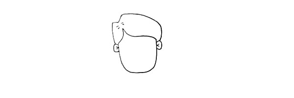 步骤2：在画上他的耳朵和酷酷的发型。