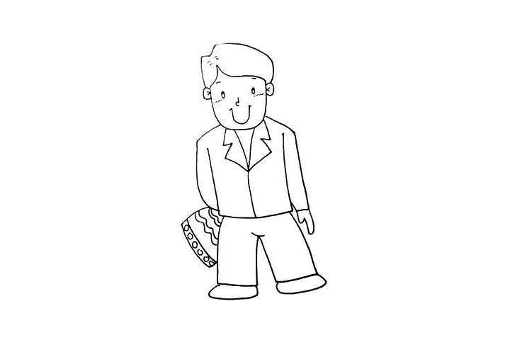 步骤13：接着我们把提包用波浪线和圆圈给提包装饰一下。