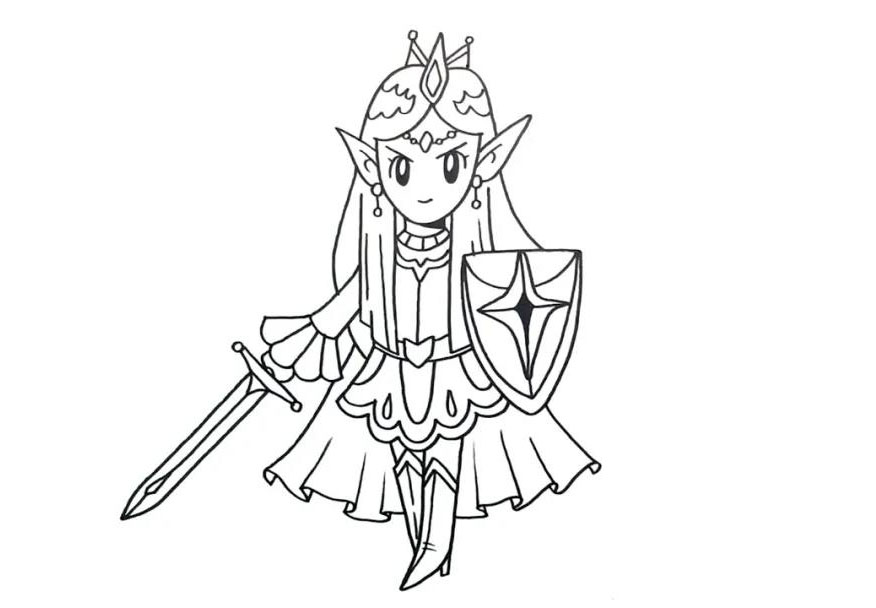 威风凛凛的精灵女王简笔画-图4